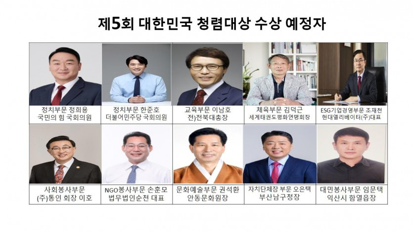 제5회 대한민국 청렴대상자 선정
